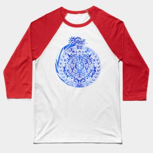 blue quetzalcoatl ecopop pattern Baseball T-Shirt